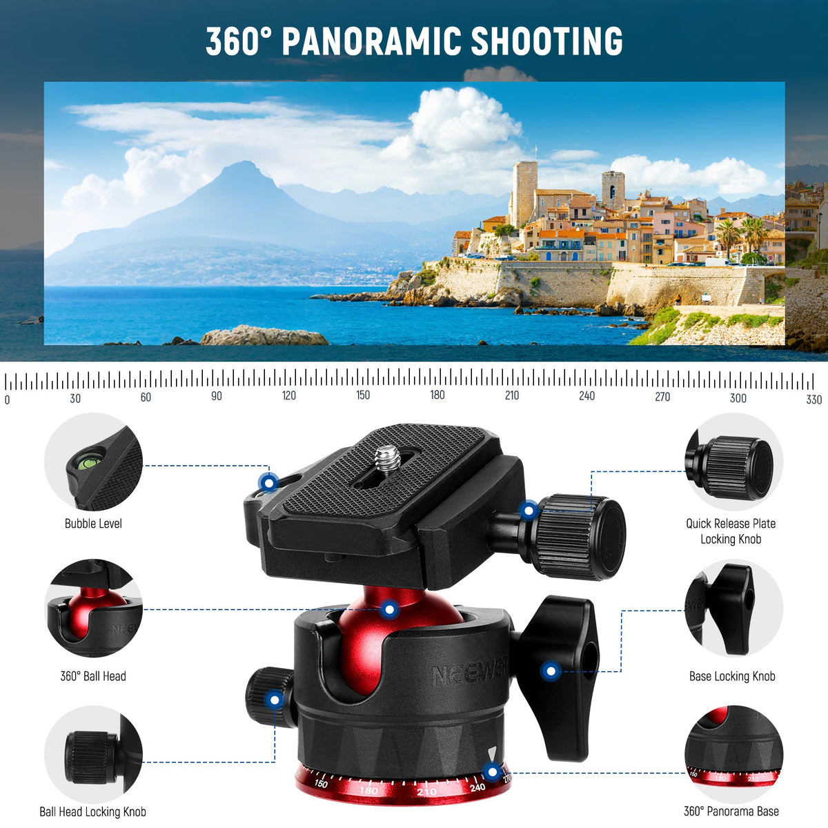 360° Ball Head & Arca Type QR Plate