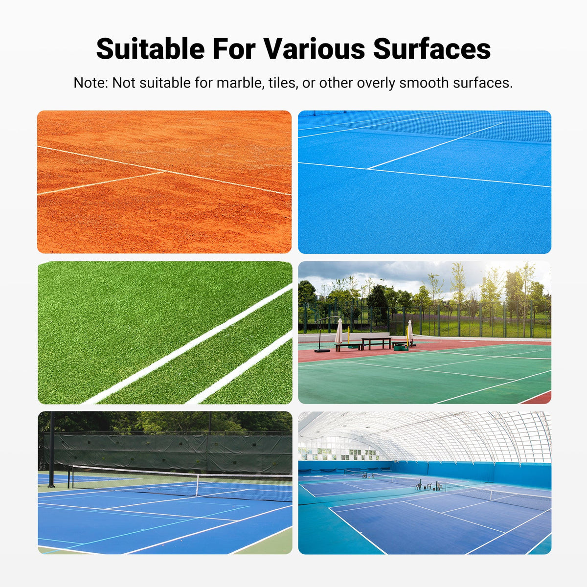 NEEWER TB04S Tennis Ball Pickleball Collector Roller is suitable for grass, clay, hardwood, or other hard surfaces.