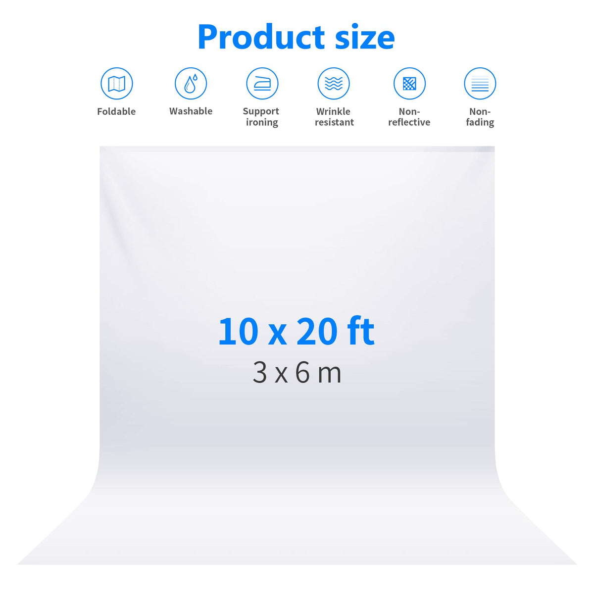 Neewer 3 x 6M/10 x 20ft PRO Photo Studio 100% Pure Muslin Collapsible Backdrop Background