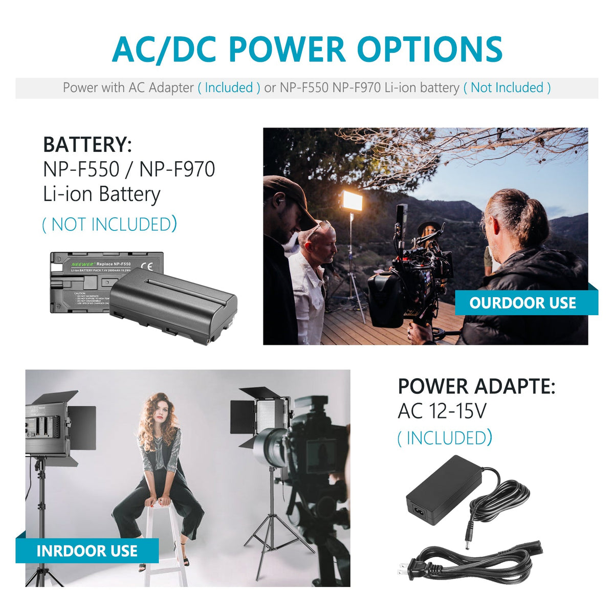 Neewer Professional Dimmable Bi-Color LED Video Ligh twith U Bracket and Barndoor - neewer.com