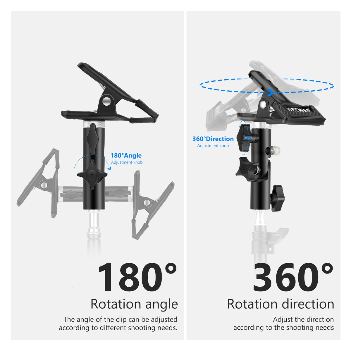 Neewer 2/3 Packs Photo Studio Heavy Duty Metal Clamp Holder with 5/8" Light Stand Attachment