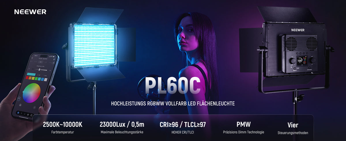 NEEWER RGB1200 vs. NEEWER PL60C: Ein Vergleich der RGB LED Panel Videoleuchten