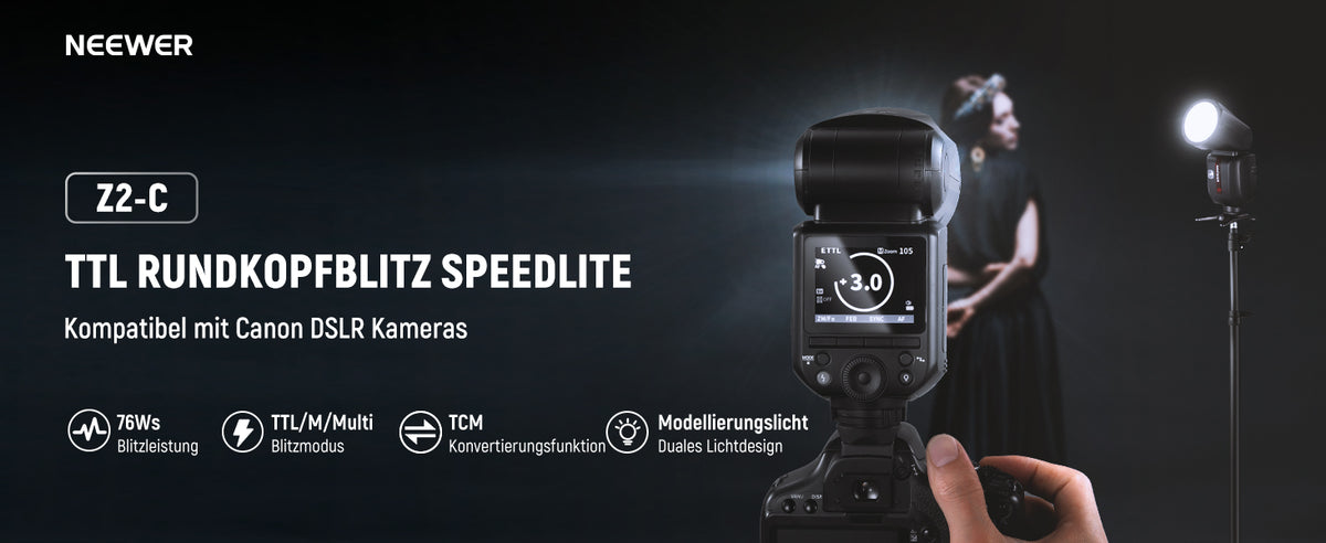 NEEWER Z2-C Blitzgerät mit Verbesserungen für optimale Blitzfotografie
