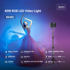 A girl in a skirt uses the NEEWER BS40C Magnetic RGB Video Light to illuminate her dance performance