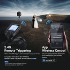 A couple used the NEEWER Q4PRO Outdoor Flash while taking their wedding photos outdoors.