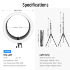 NEEWER RP18H 19inch CRI97+ Ring Light with Stand and 3 Phone Holders